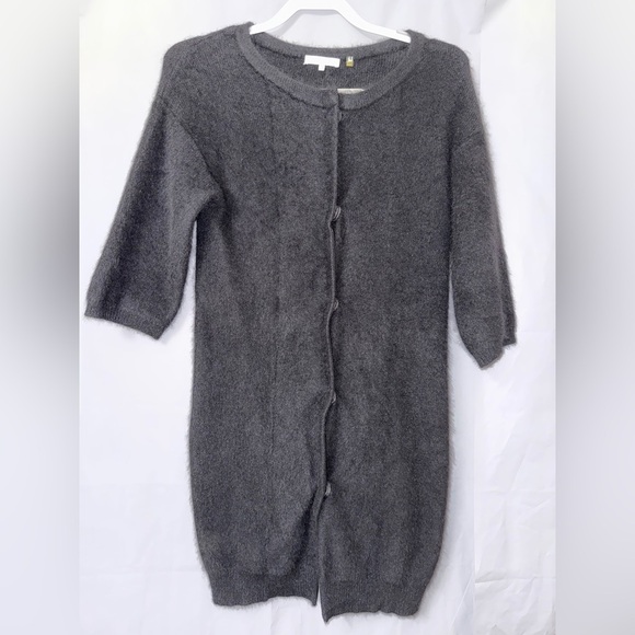 Minnie Rose Black Raccoon Rabbit Hair Wool Sweater Cardigan Size XS - Picture 1 of 8